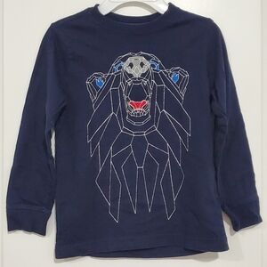 Gymboree Navy Geometric Lion Long Sleeve Shirt Size S (5/6)